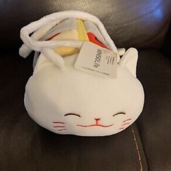 Miniso Life White Mini Squish-able Stuffed Plush Cute Kitty Cat Zip Purse NWT - Picture 3 of 15
